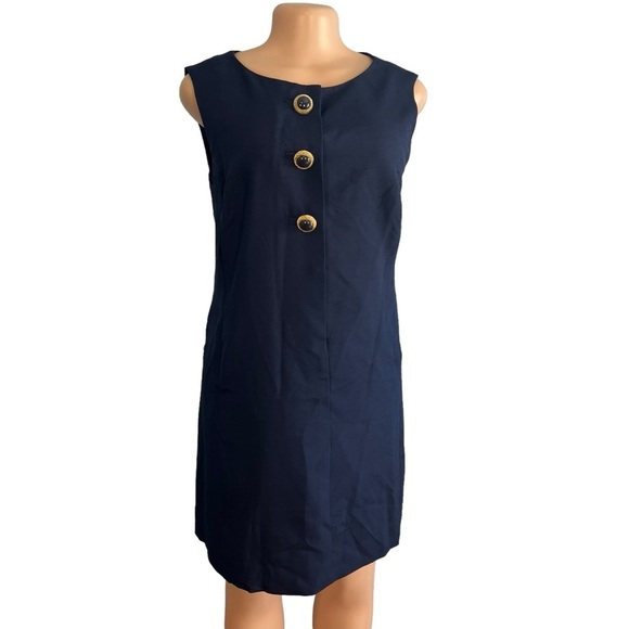 Lilly Pulitzer Dark Navy Silk Dress Sleeveless - Picture 1 of 11